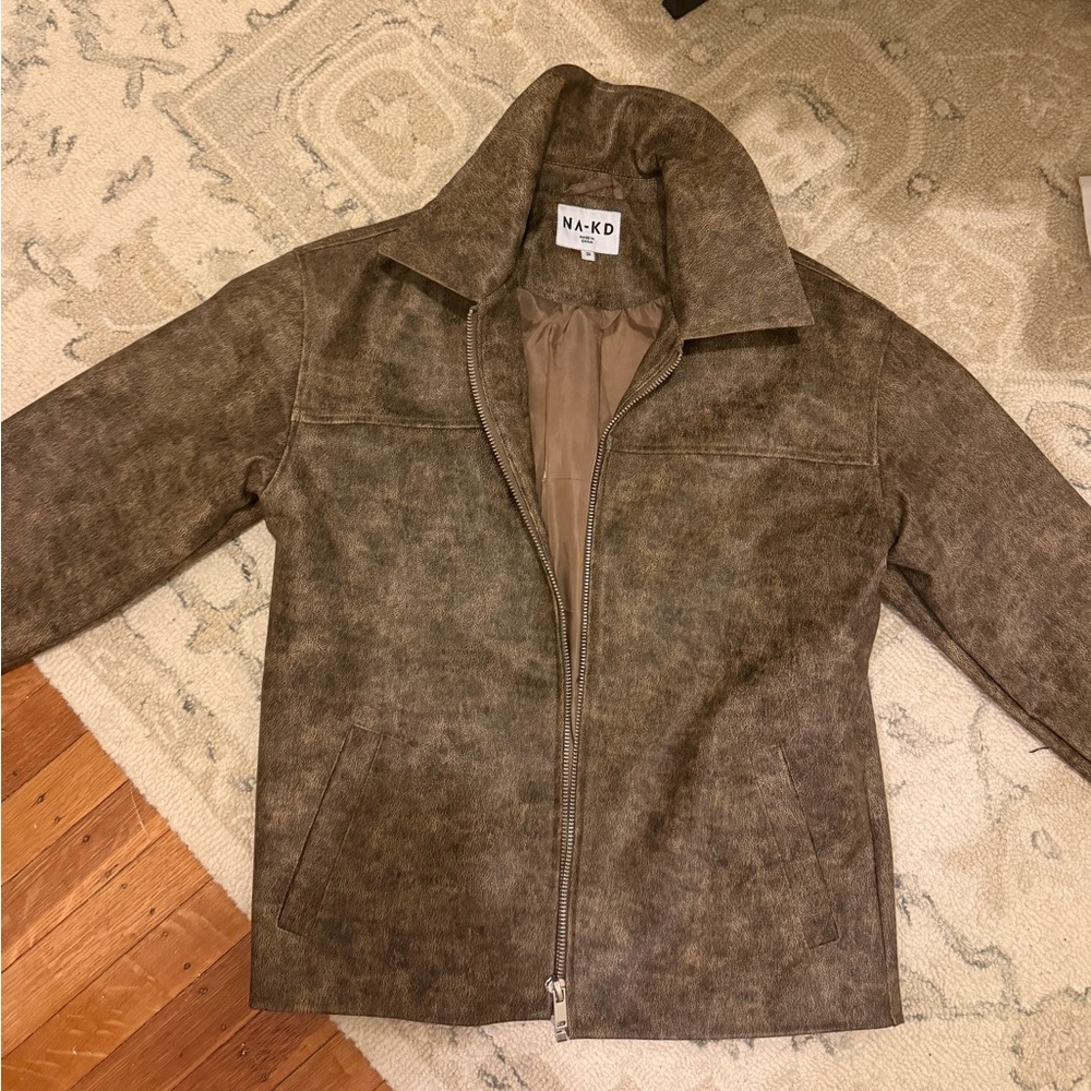 NA-KD brown faux leather jacket